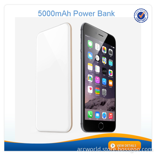 AWC840 Newly 5000mah usb mobile phone charger 2.5 D glass and titanium alloy 5v 2a charger fast usb charger for Iphone 6